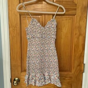 Likely smocked floral mini dress